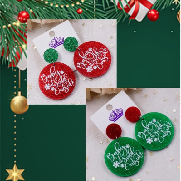 🍏50% OFF/3+...Glittering Acrylic Dangle Christmas Earrings - Picture 1 of 8